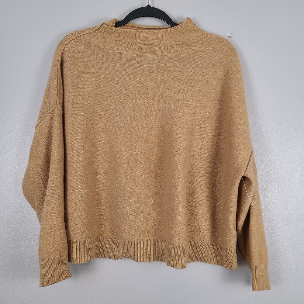 Anthropologie The Alani Cashmere Mock-Neck Sweater by Pilcro in Sand Dollar 1X